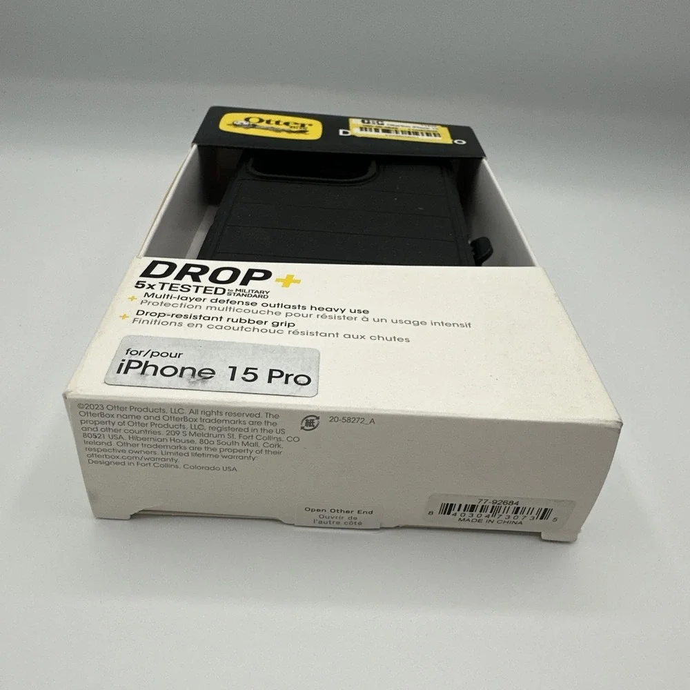 OtterBox‎ Defender Pro for Apple iPhone 15 Pro Black Rugged Case - New